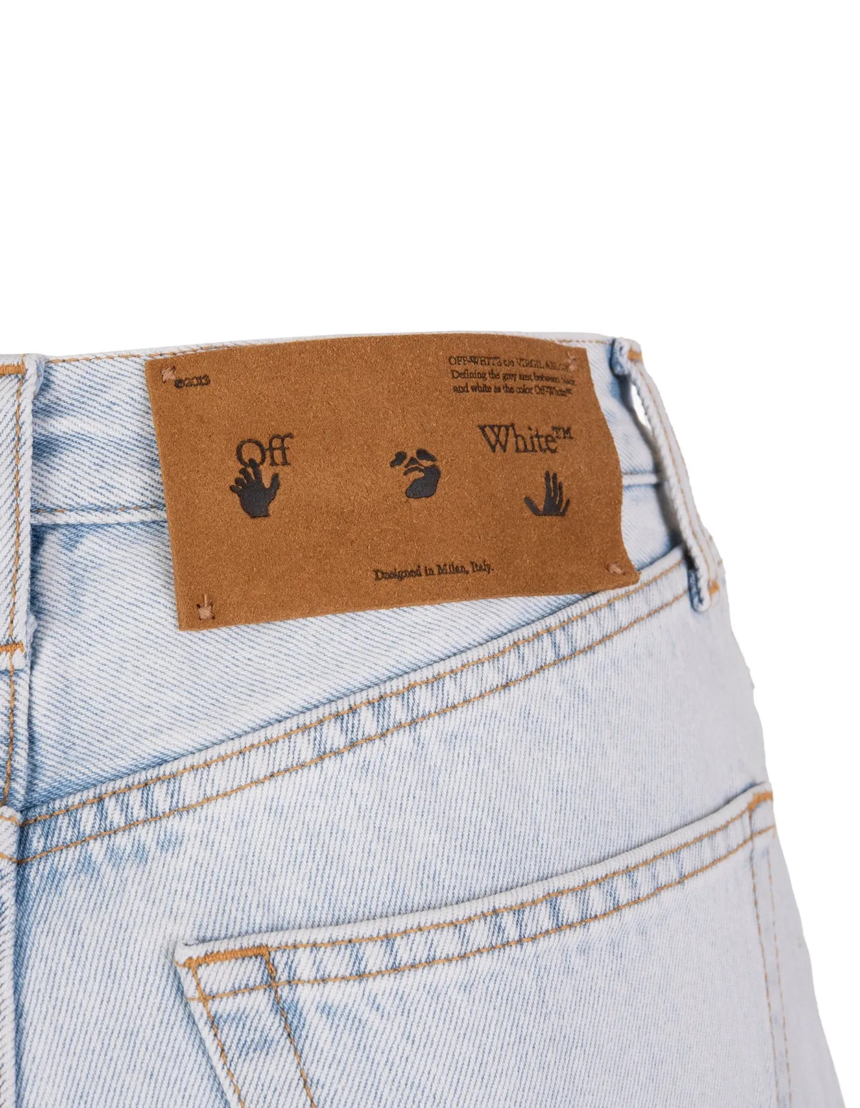Off-White Logo Patch Washed Denim Shorts