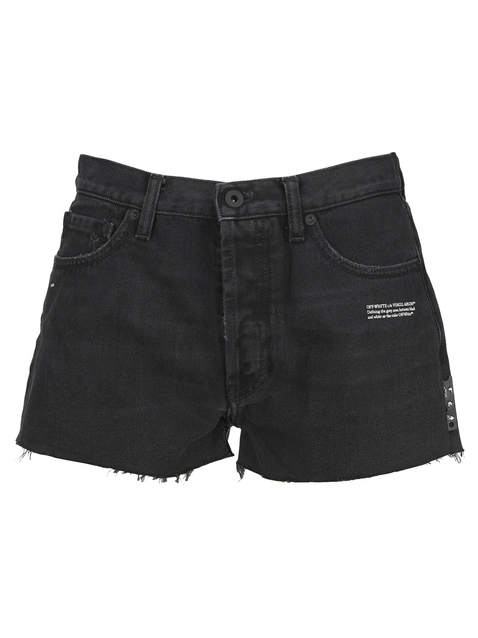 Off-White Text Embroidered Denim Shorts