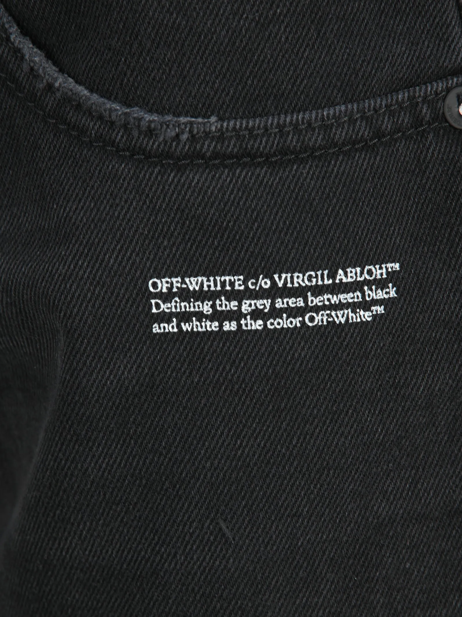 Off-White Text Embroidered Denim Shorts