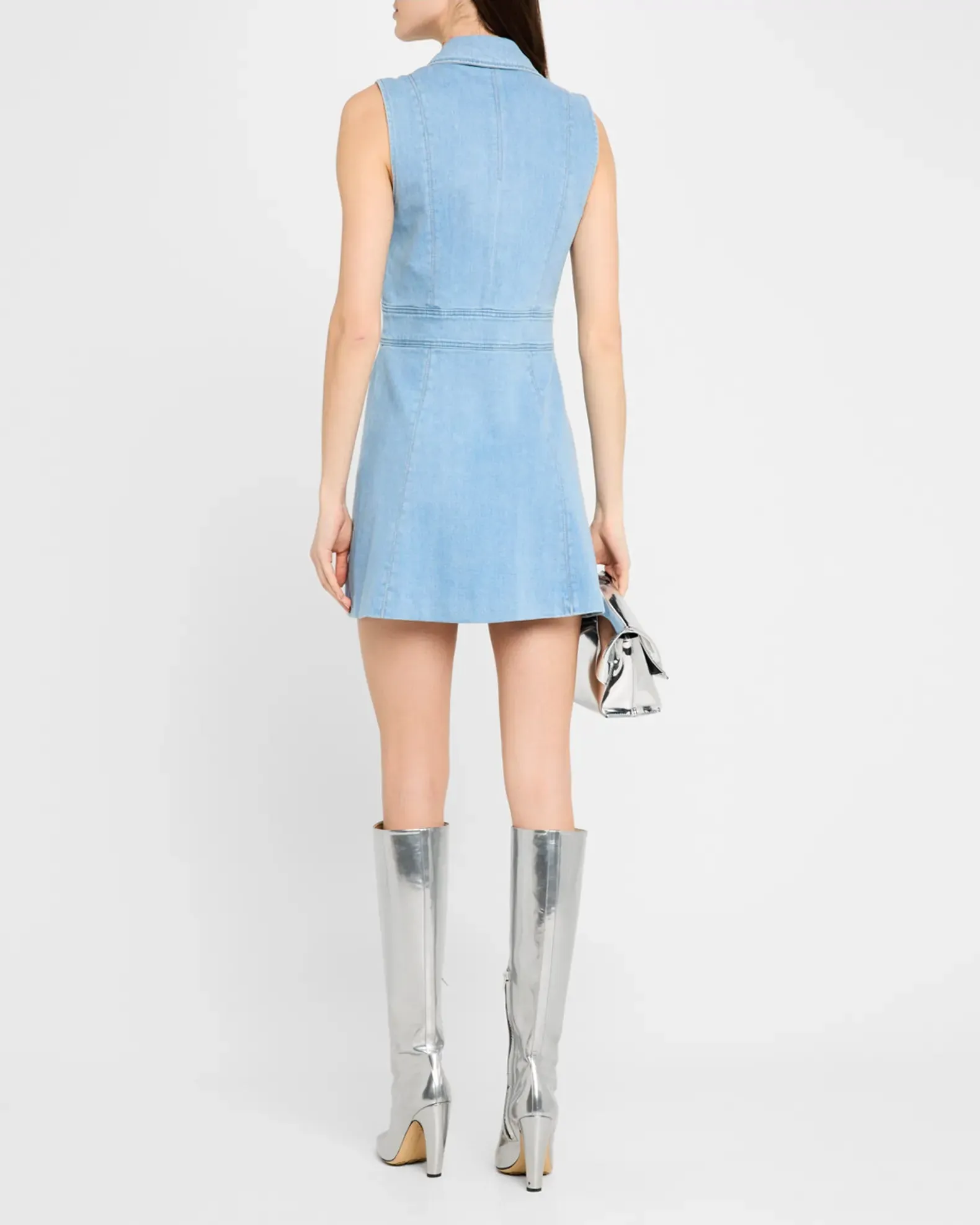 Pab975 Light Wash Denim Dress