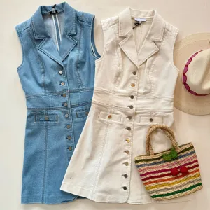 Pac325 White Denim Dress