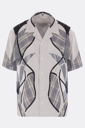 patchwork cotton bowling shirt