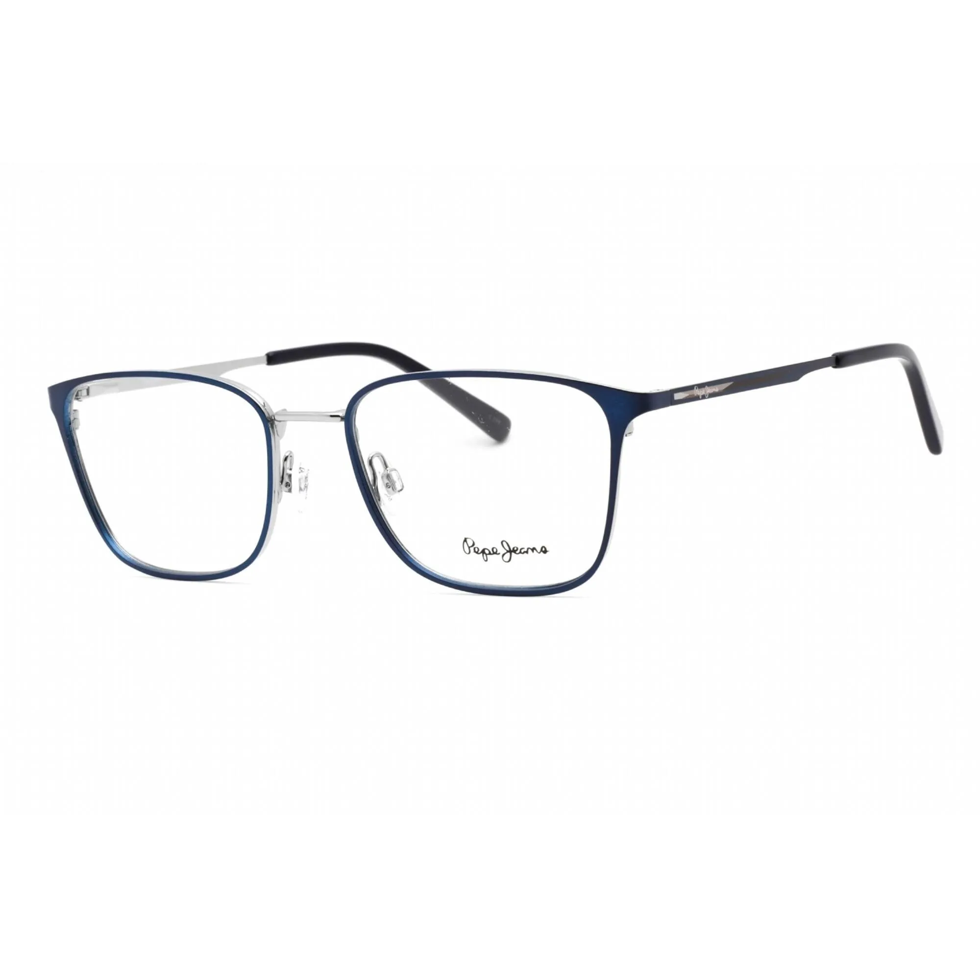 Pepe Jeans Men's Eyeglasses - Full Rim Blue Silver Rectangular Frame | PJ1383 C4