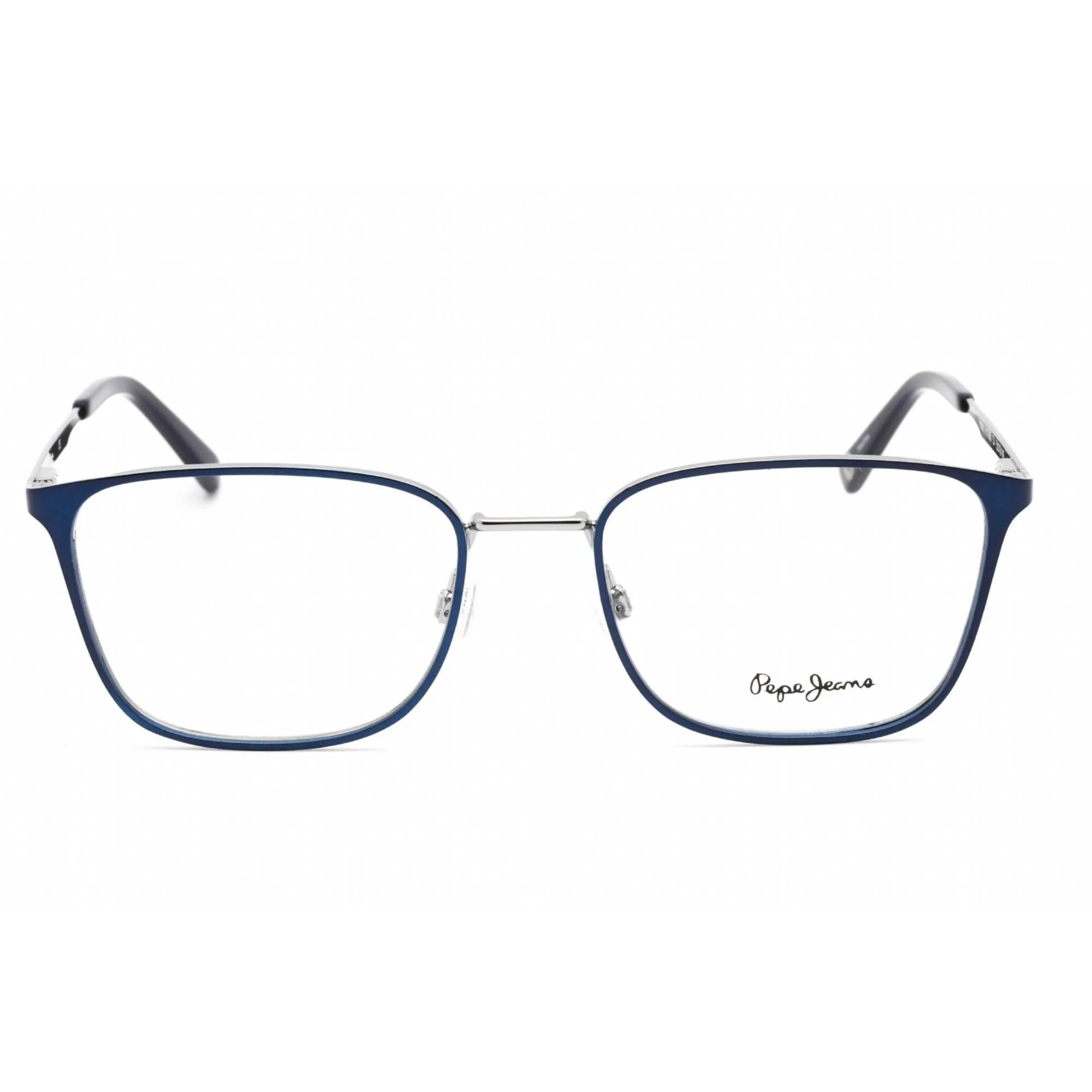 Pepe Jeans Men's Eyeglasses - Full Rim Blue Silver Rectangular Frame | PJ1383 C4