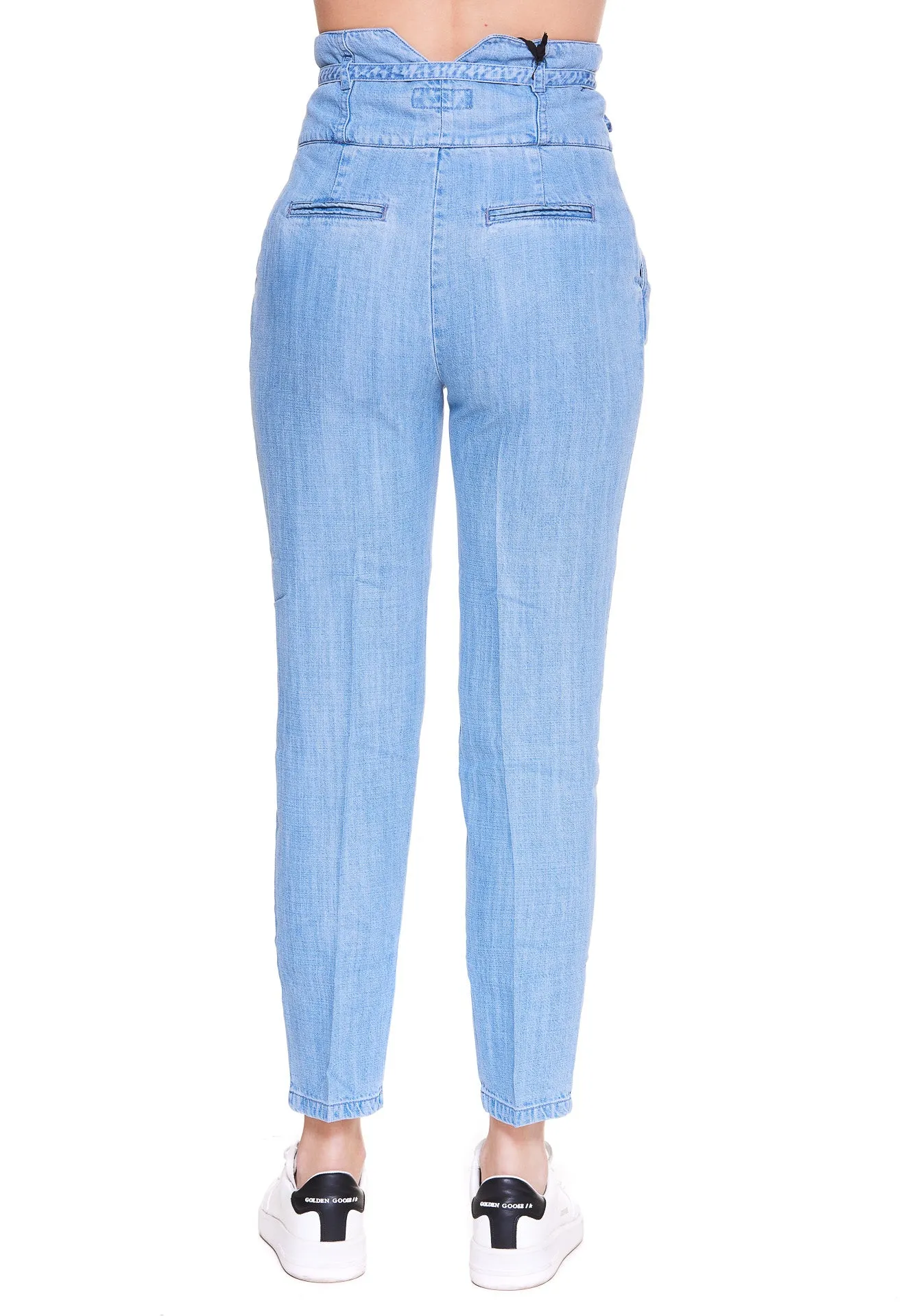 Pinko Logo Plaque Belted Cropped Jeans