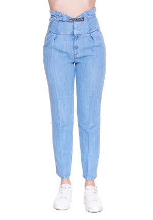 Pinko Logo Plaque Belted Cropped Jeans