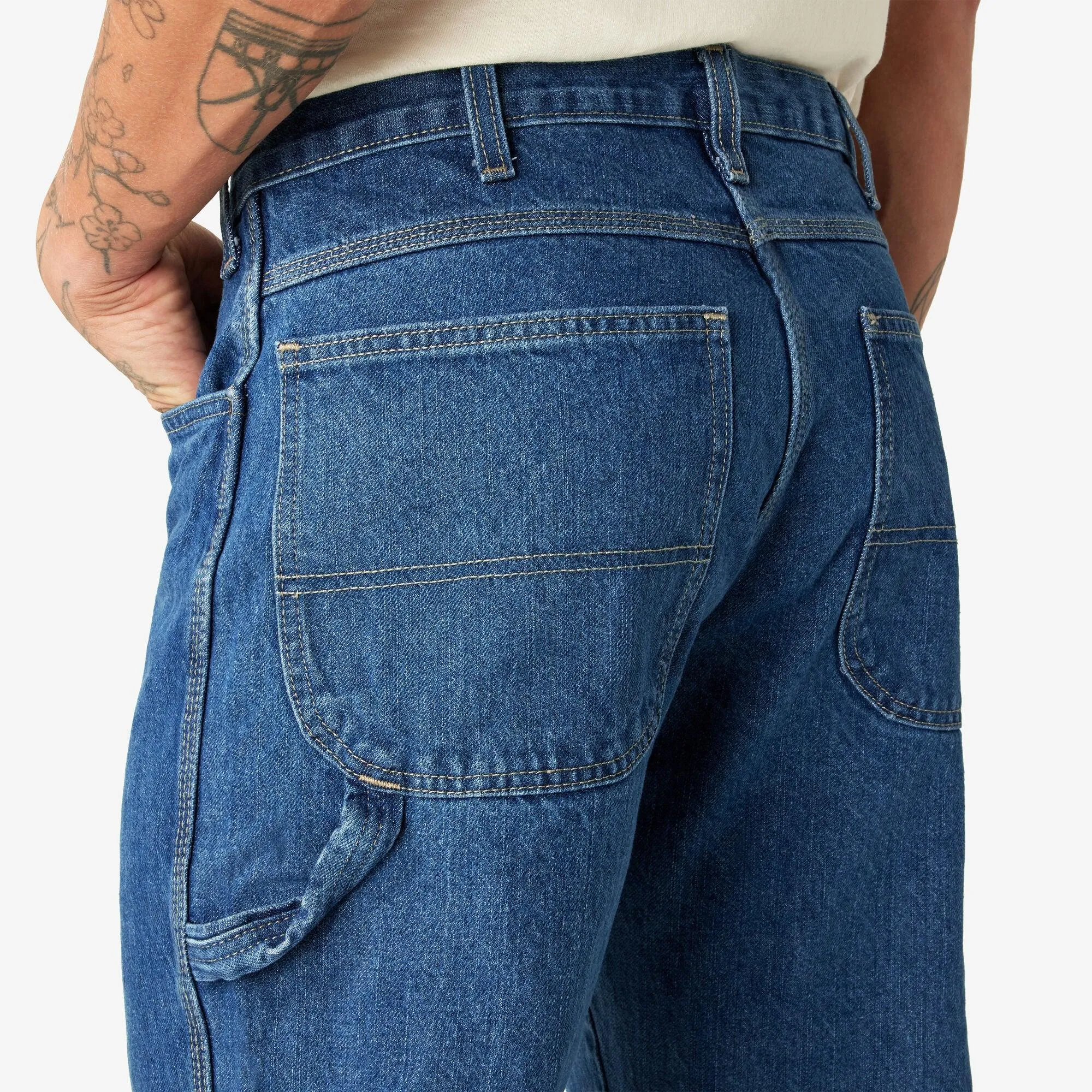 Relaxed Fit Heavyweight Carpenter Jeans, Stonewashed Indigo Blue