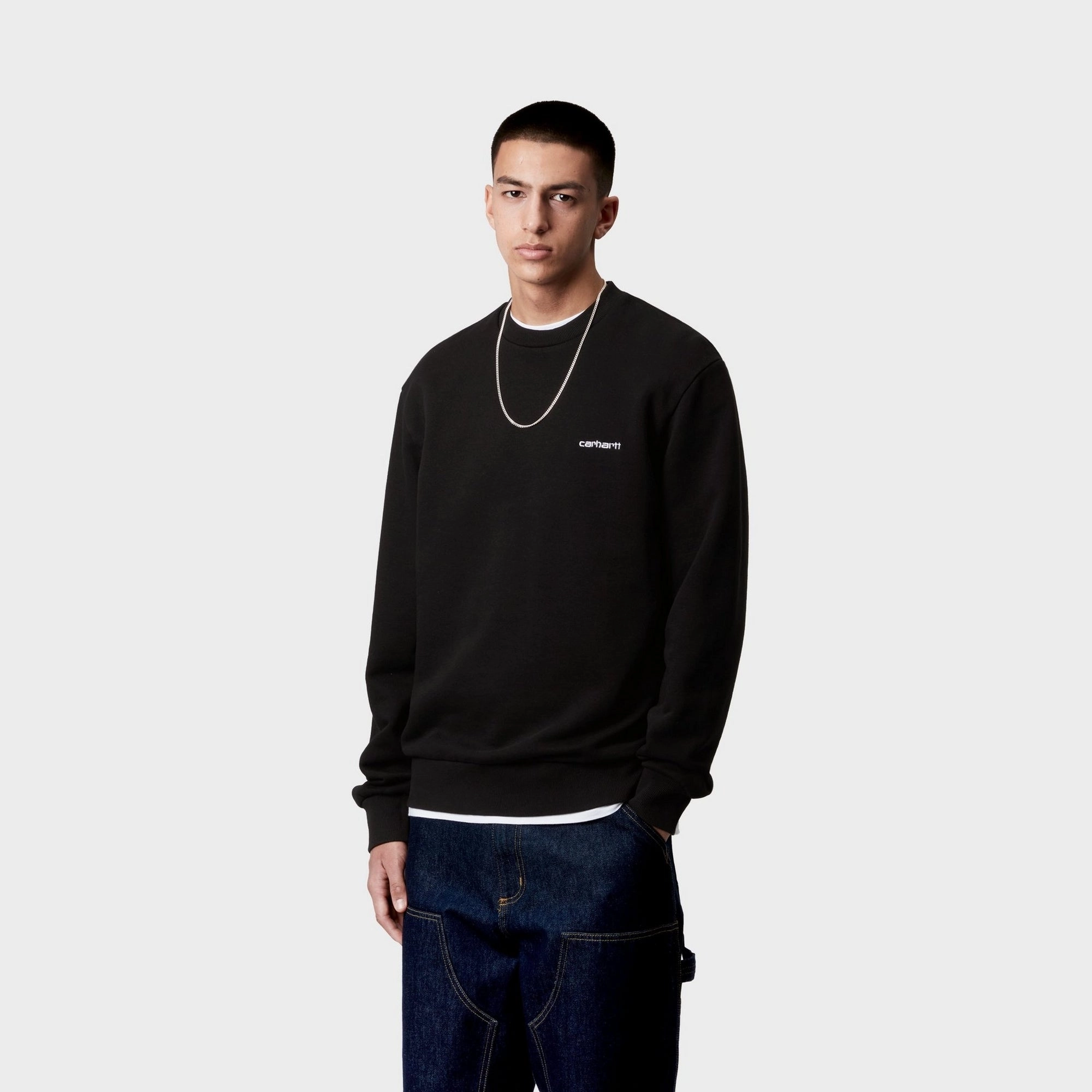 Script Embroidery Sweatshirt | Black / White