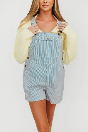 Shannon Overalls in Denim/White