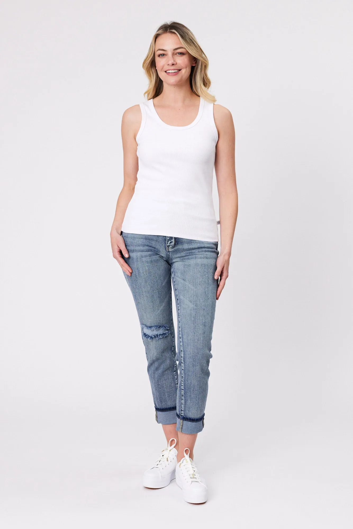 Shine On Essentials Rib Tank White