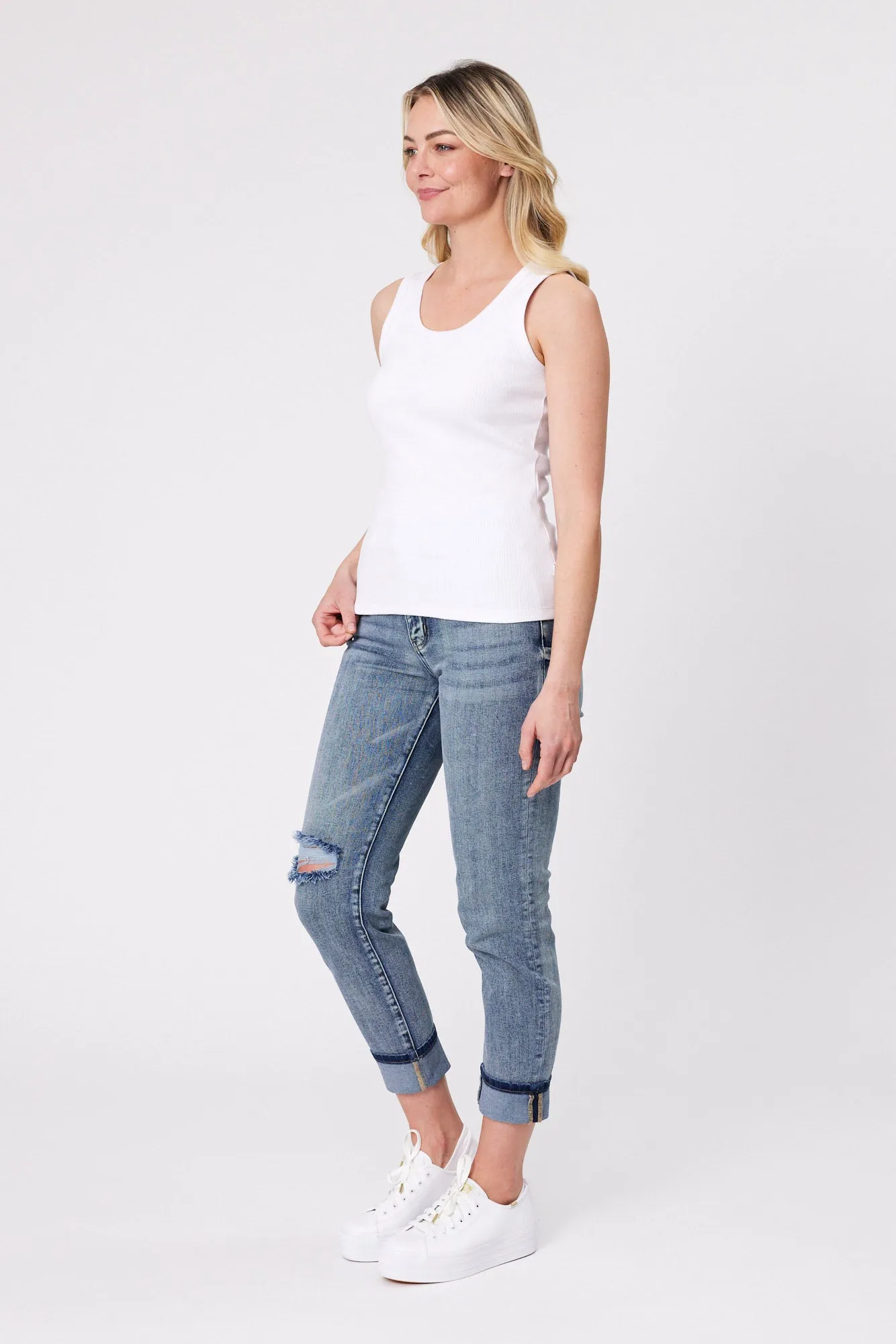 Shine On Essentials Rib Tank White