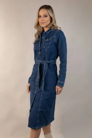 Telly Medium Blue Denim Shirt Dress