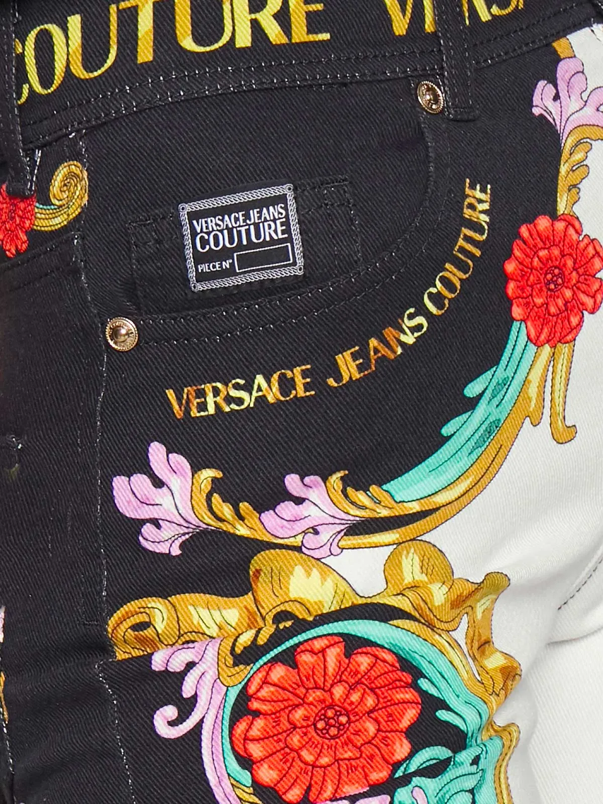 Versace Jeans Couture Baroque Patterned Cropped Jeans