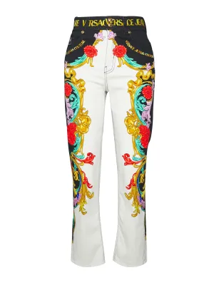 Versace Jeans Couture Baroque Patterned Cropped Jeans
