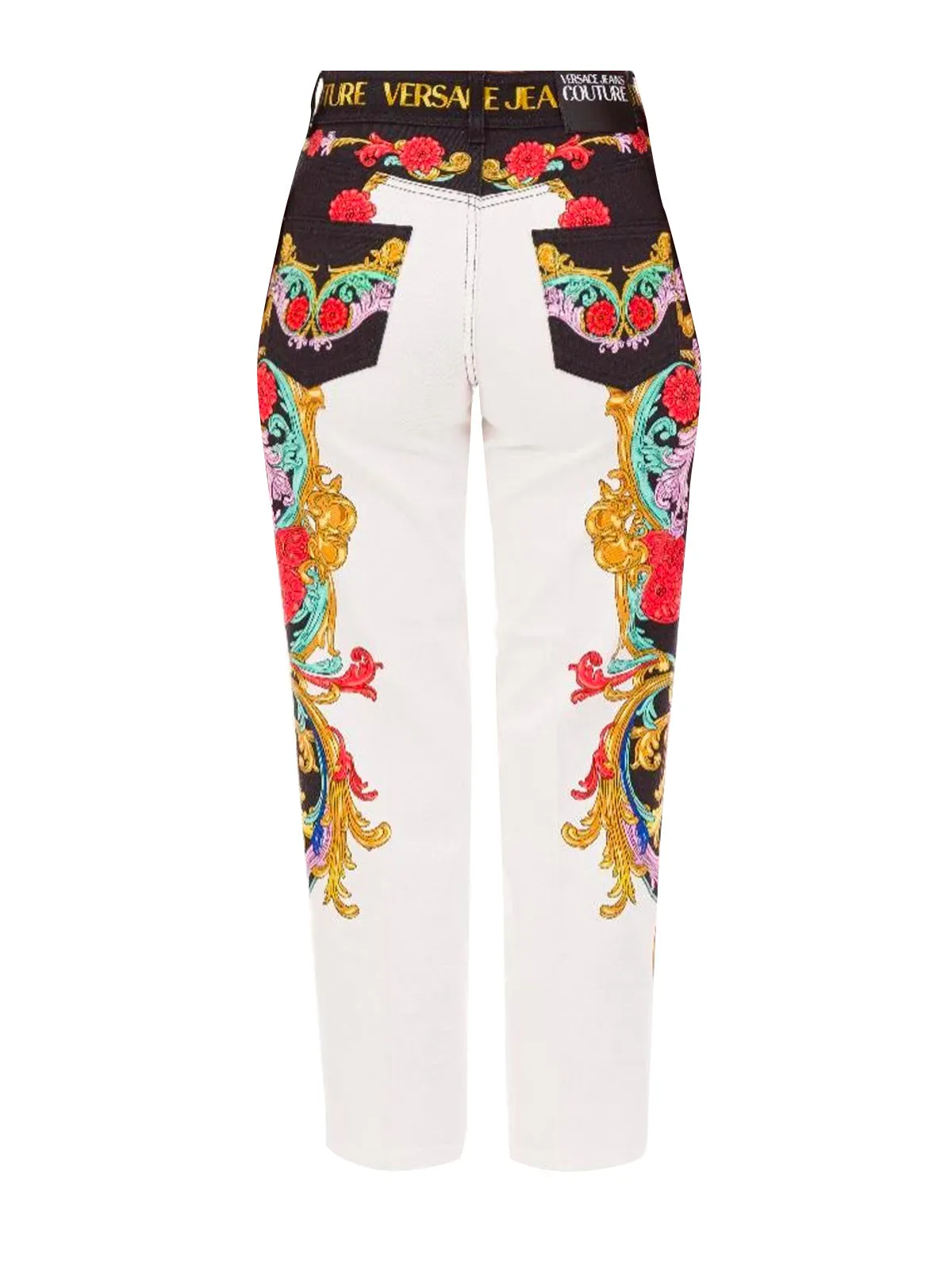 Versace Jeans Couture Baroque Patterned Cropped Jeans