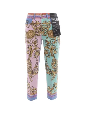 Versace Jeans Couture Baroque Patterned Cropped Jeans