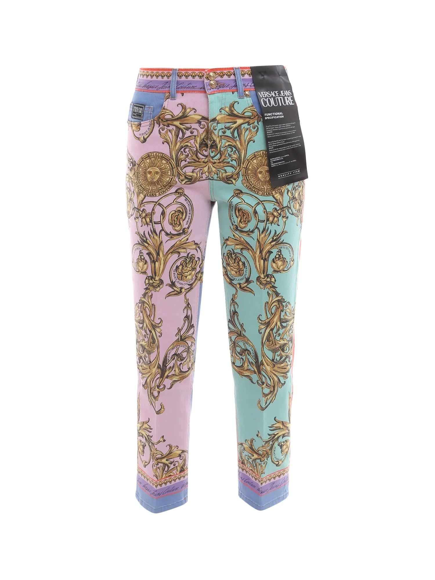 Versace Jeans Couture Baroque Patterned Cropped Jeans