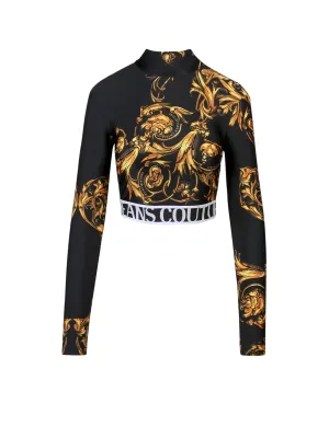 Versace Jeans Couture Baroque Print Cropped Top