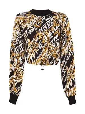 Versace Jeans Couture Graphic Printed Cropped Sweatshirt