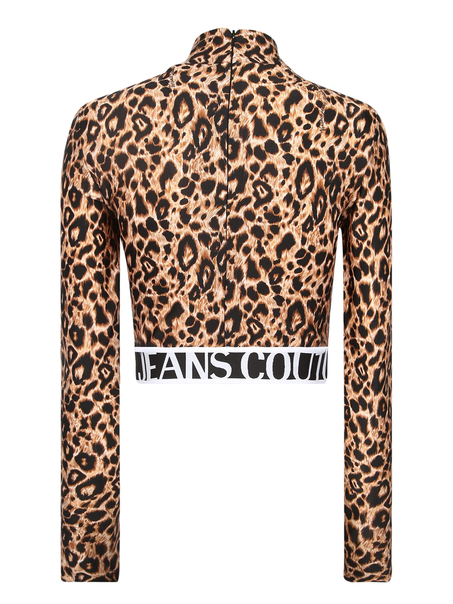 Versace Jeans Couture Leopard Printed Cropped Top