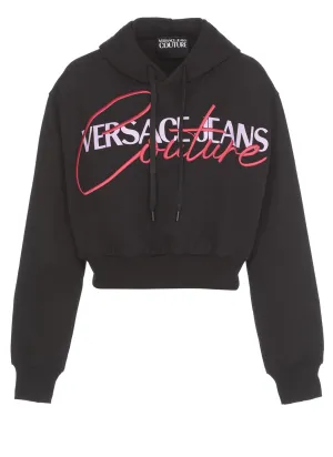 Versace Jeans Couture Logo Printed Cropped Hoodie