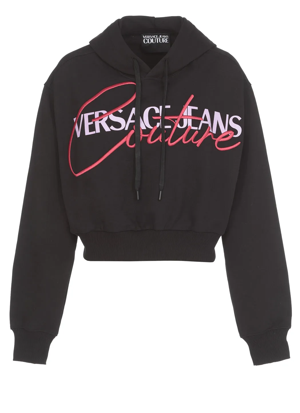 Versace Jeans Couture Logo Printed Cropped Hoodie