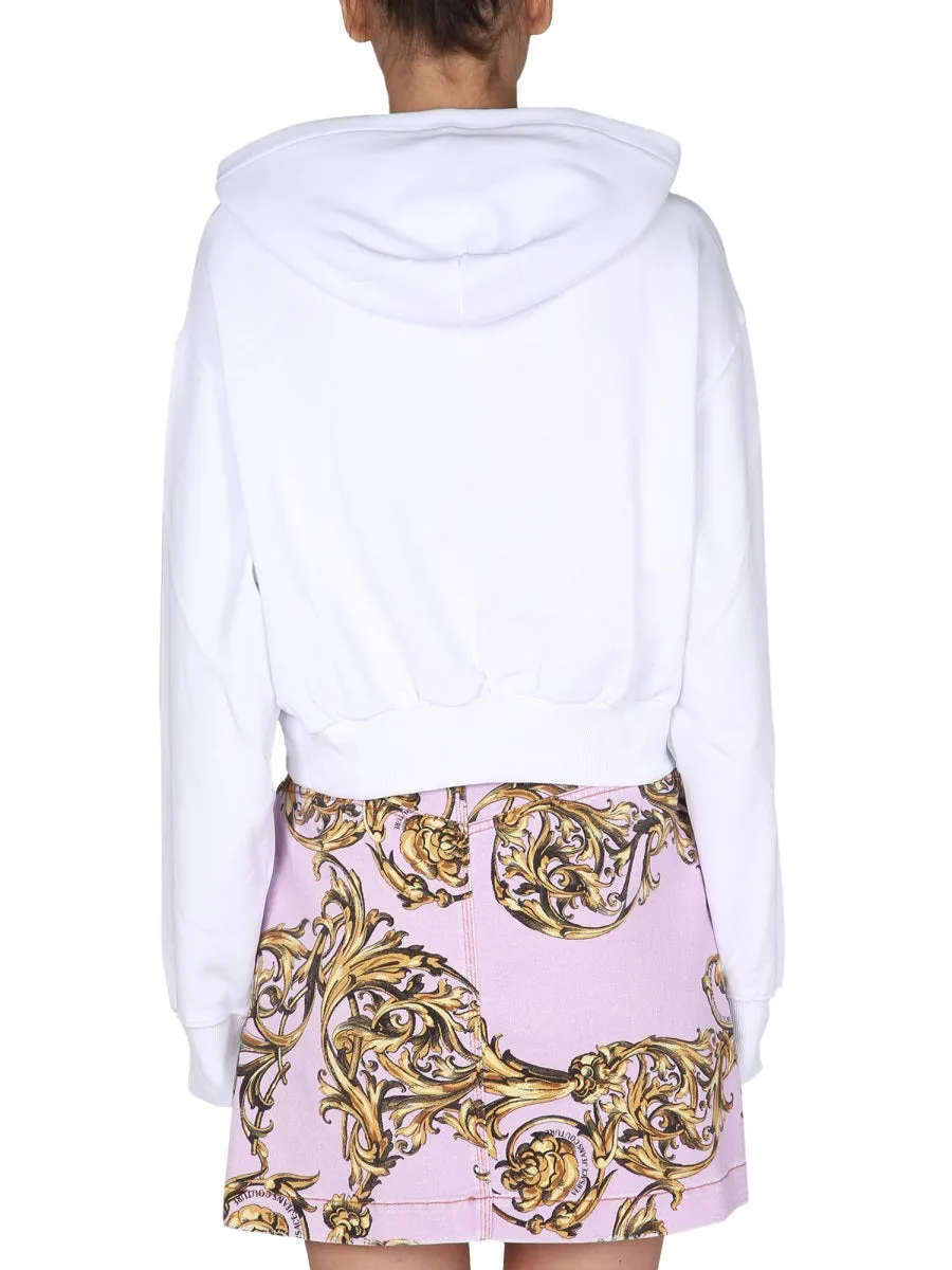 Versace Jeans Couture Logo Printed Cropped Hoodie