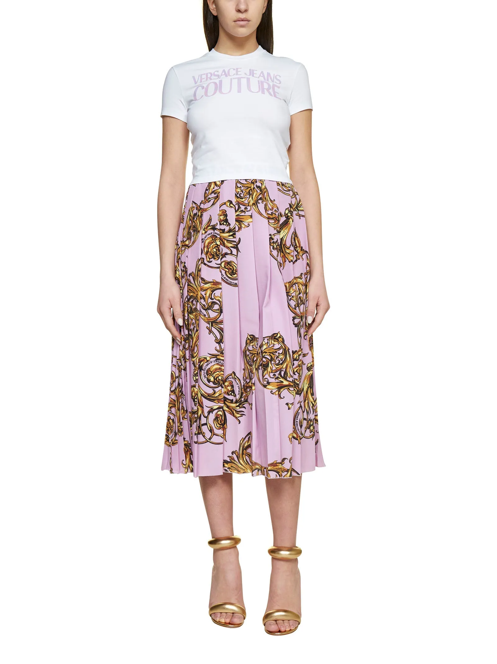 Versace Jeans Couture Logo Printed Cropped T-Shirt