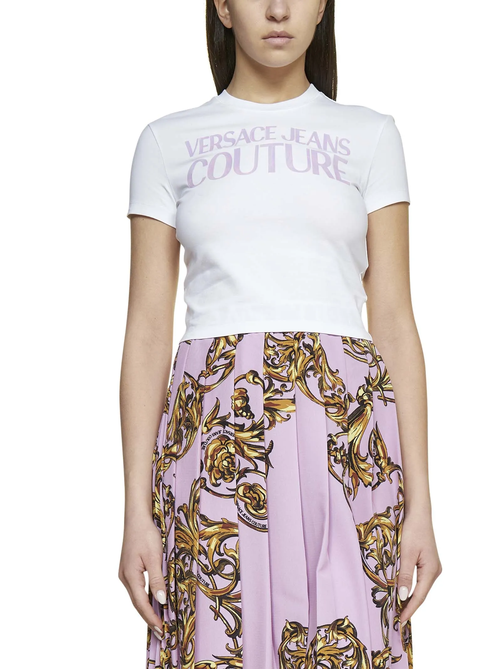 Versace Jeans Couture Logo Printed Cropped T-Shirt
