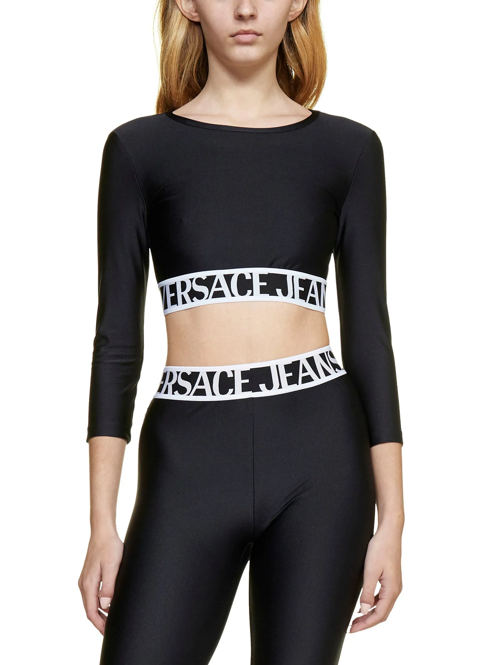 Versace Jeans Couture Logo Waistband Cropped Top
