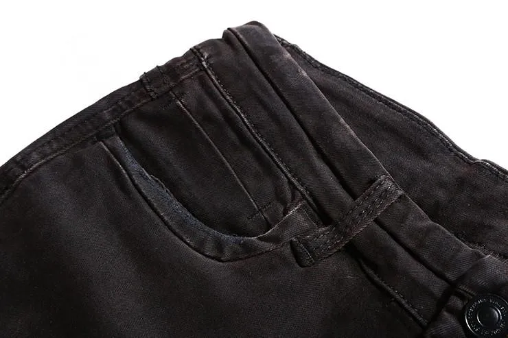 West Louis™ Black Denim Ripped Jeans