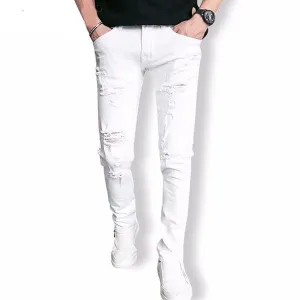 West Louis™ Fashion White Ripped Jeans