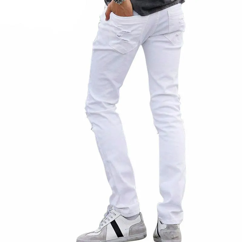 West Louis™ Fashion White Ripped Jeans