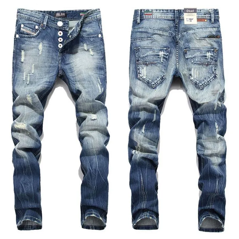 West Louis™ Italian Straight Fit Ripped Jeans
