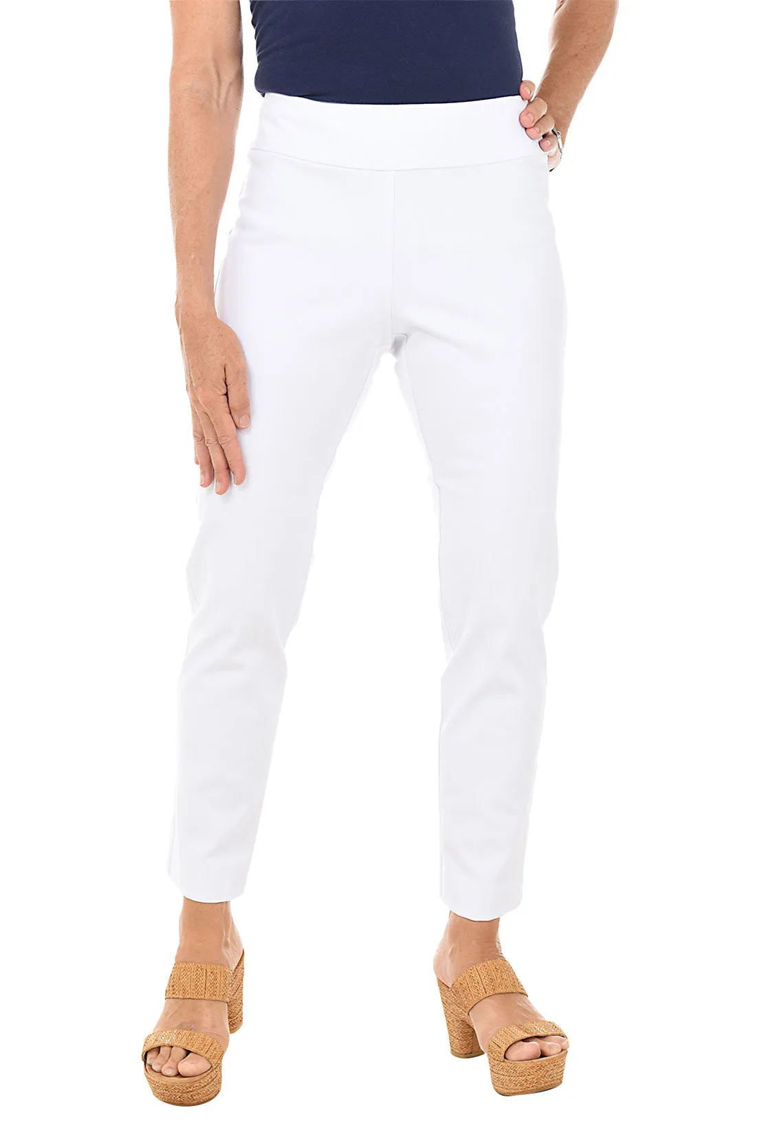 White Denim Pull-On Ankle Pant