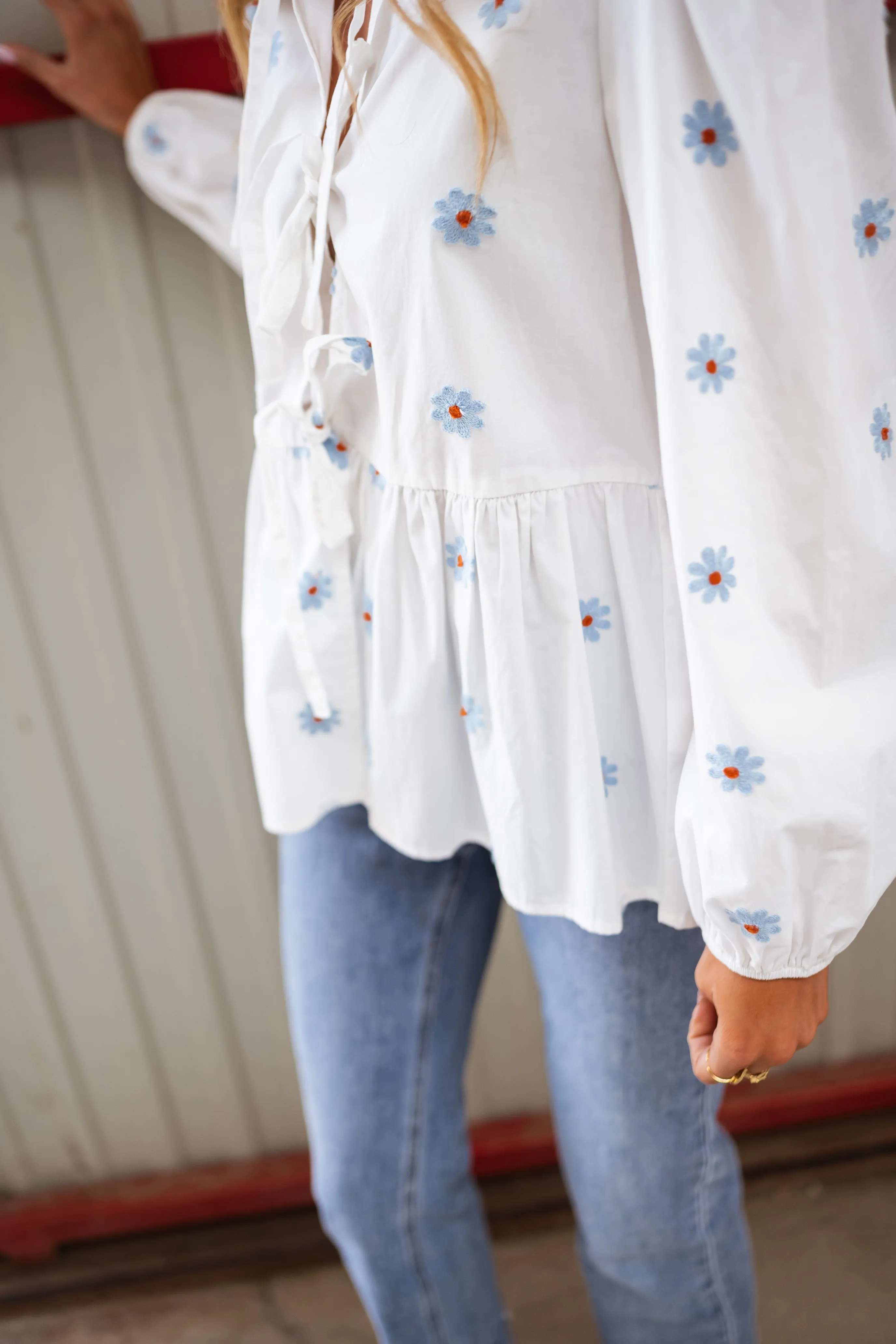 White Floral Haby Blouse