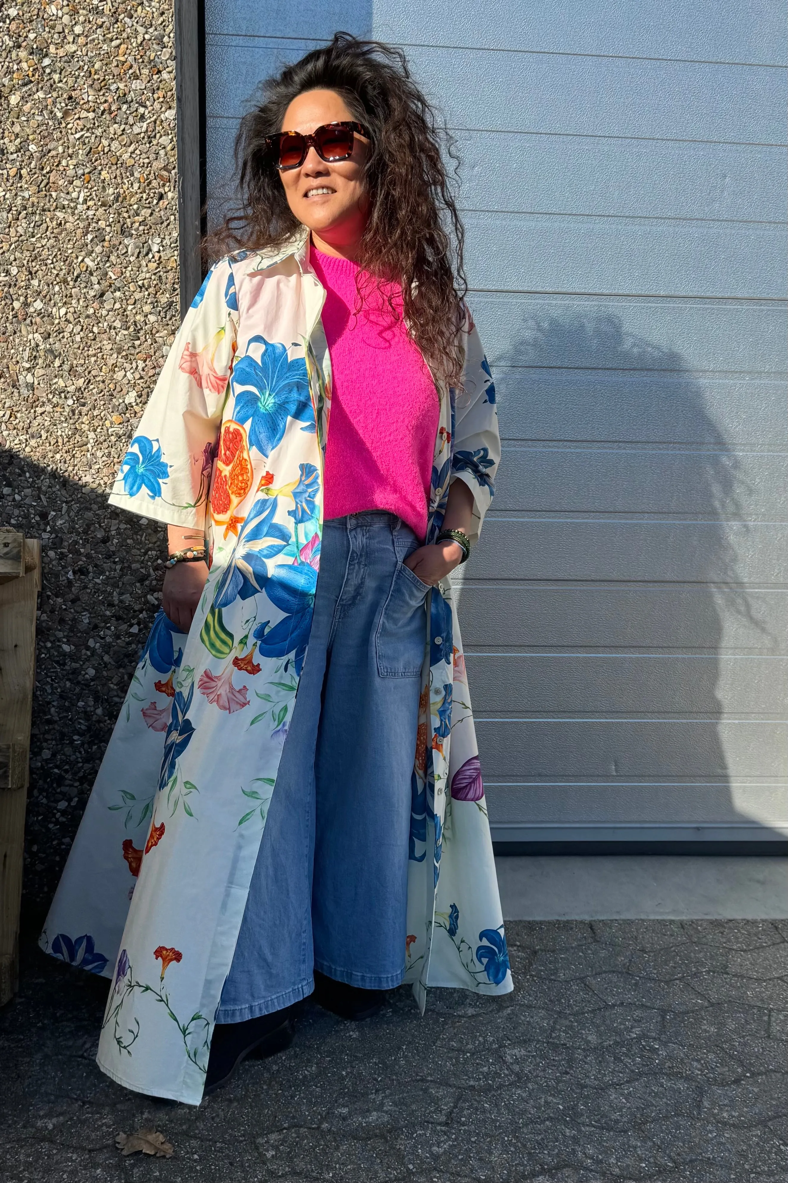 Wide Printed Dress | Blå | Kjole fra Atelier C
