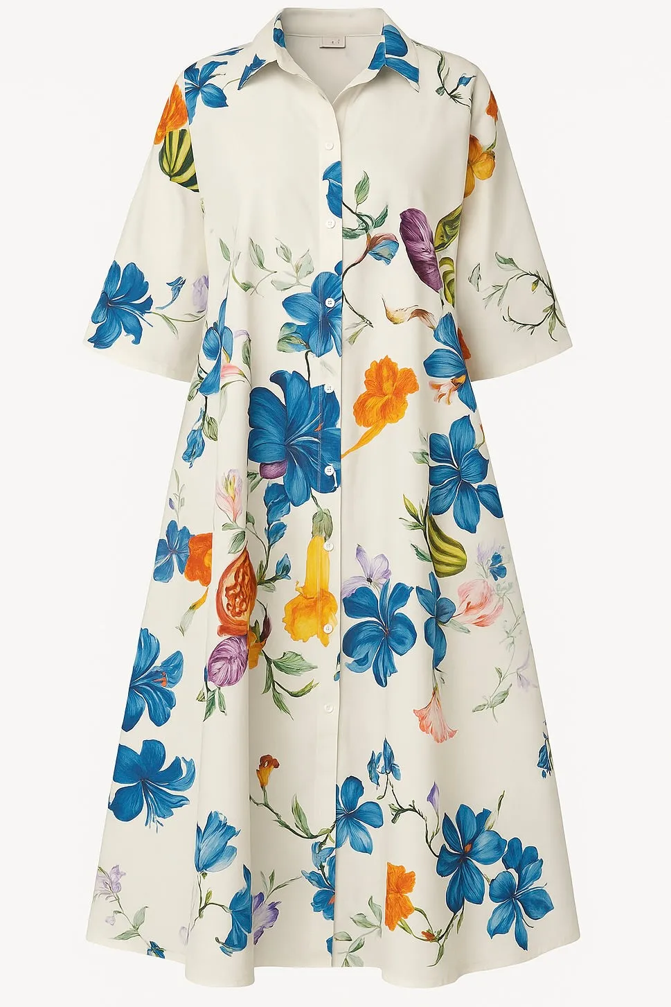 Wide Printed Dress | Blå | Kjole fra Atelier C