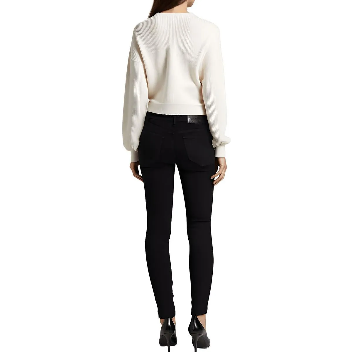 Womens Pocket Denim Flared Jeans