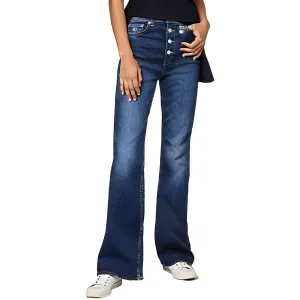 Womens Pocket Denim Flared Jeans