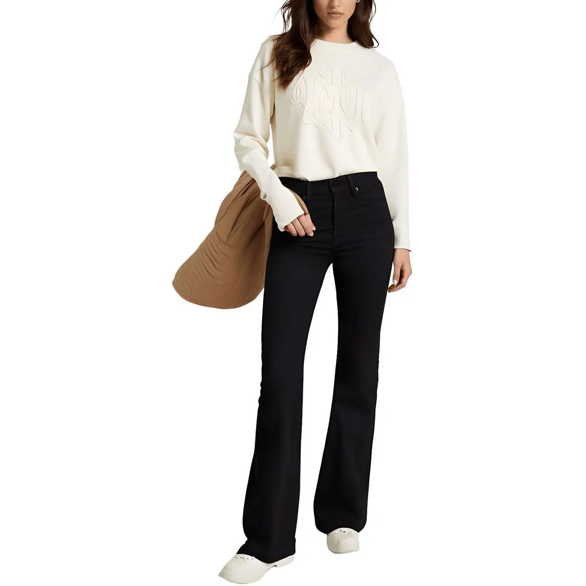 Womens Pocket Denim Flared Jeans