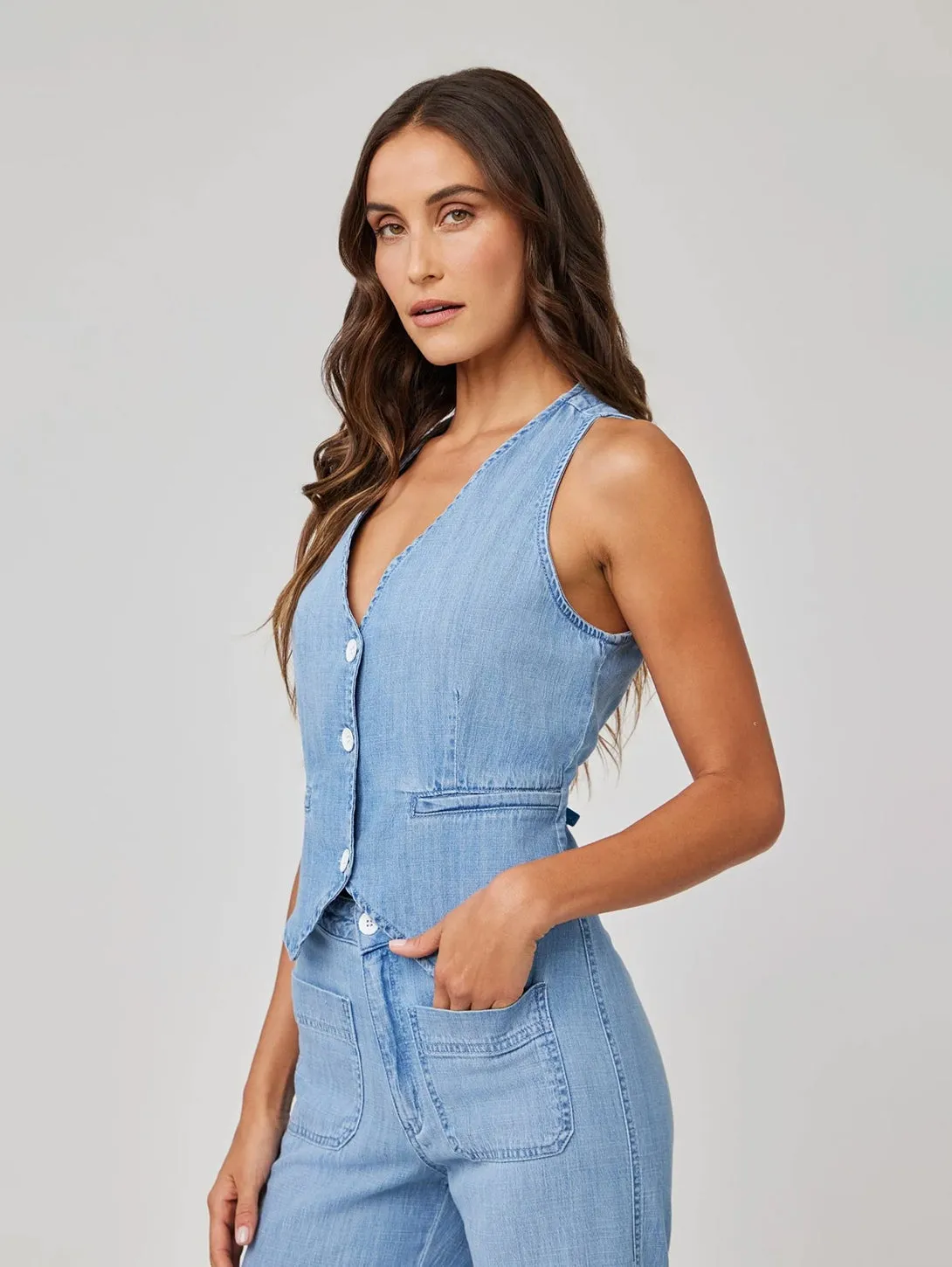 Wren Welt Pocket Vest - Sea Breeze Wash