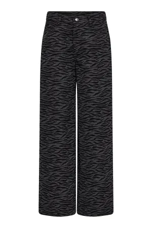 Zebra Grey Wide Pant 31331 | Black | Bukser fra Co'couture